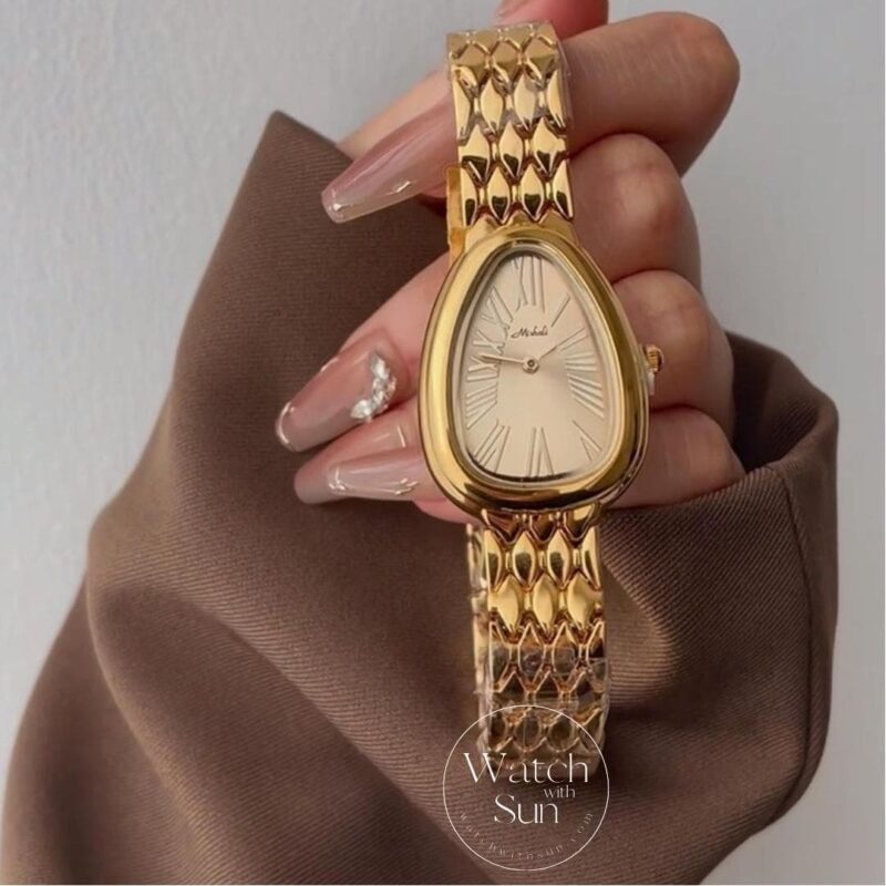 Classic Gold/Silver Snake Head Shape Bracelet Watch