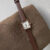 Dainty Brown Small Square Genuine Leather Watch