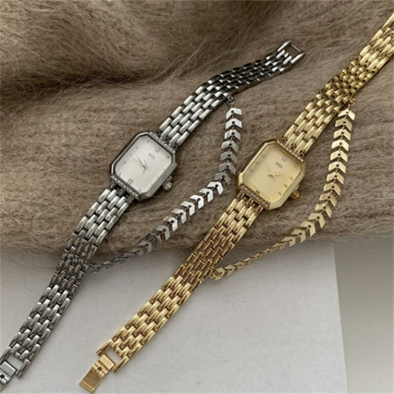 Vintage Style Gold/Silver Rectangle Bracelet Watch - WatchwithSun ...