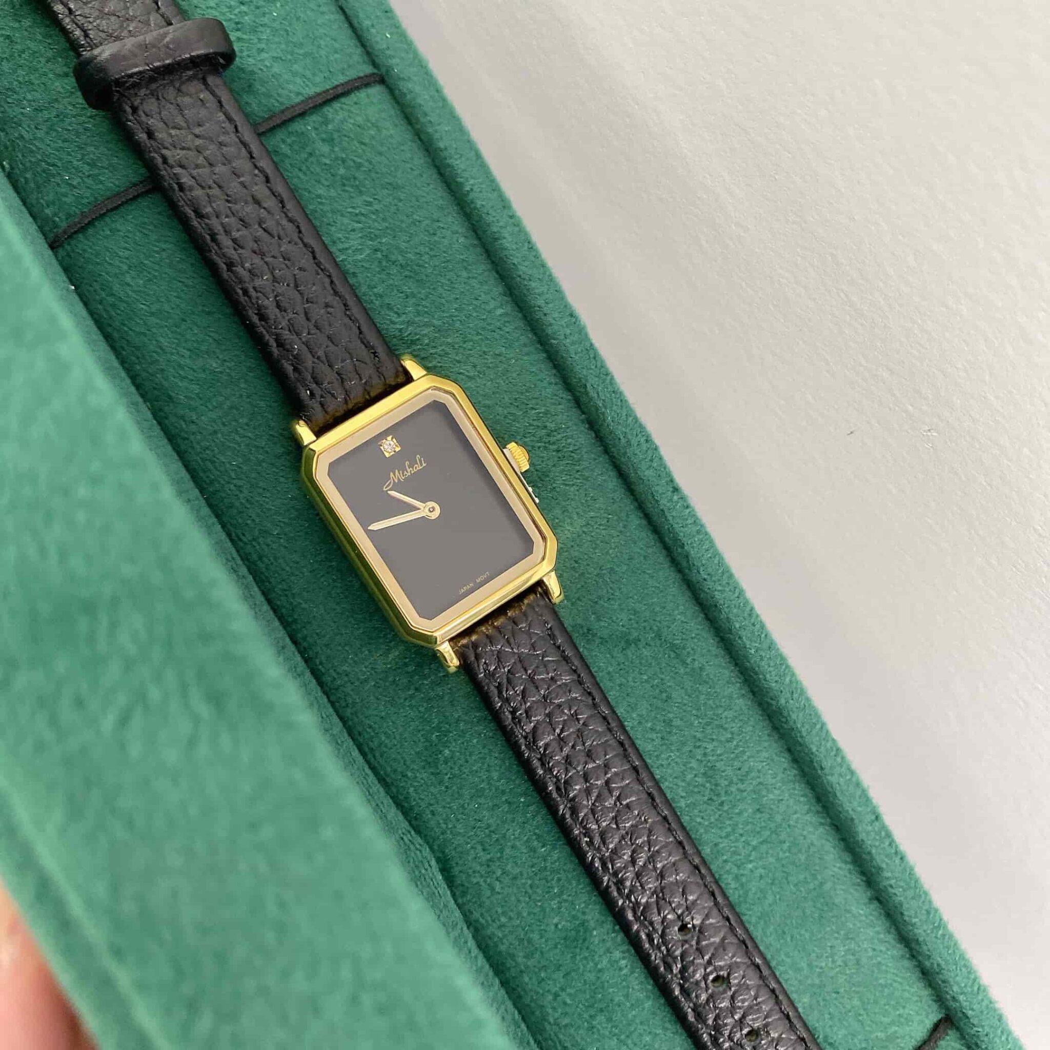 Minimalist Style Black Rectangle Genuine Leather Women's Watch ...