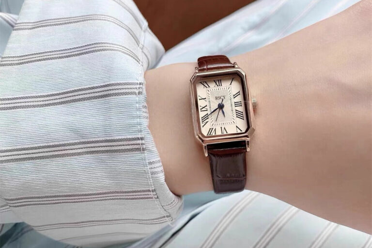 Classic Square Face Brown Leather Watch