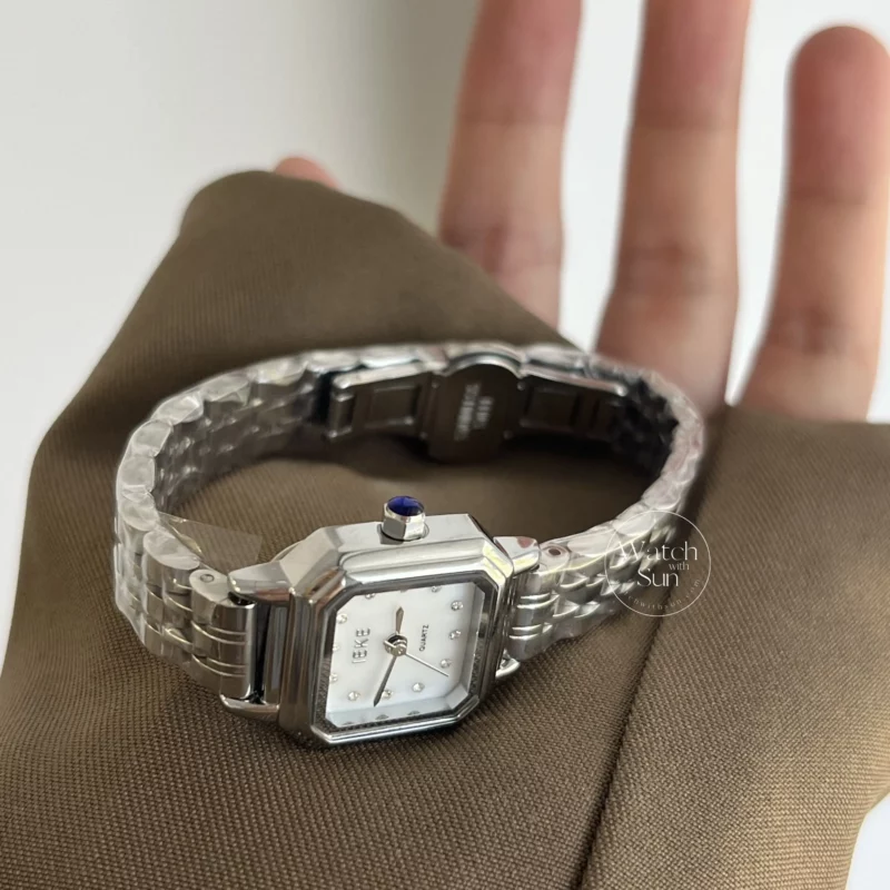Minimalist Square Face Silver Stainless Steel Laides Watch