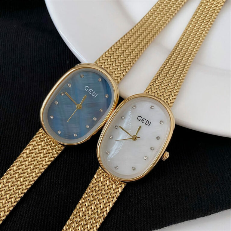 Classic Gold/Silver Oval Disc Bracelet Ladies Watch