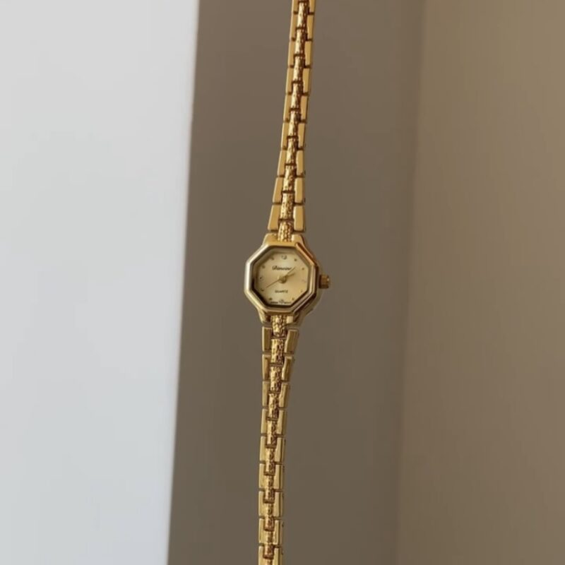 Vintage Style Gold Small Octagon Face Women's Watch