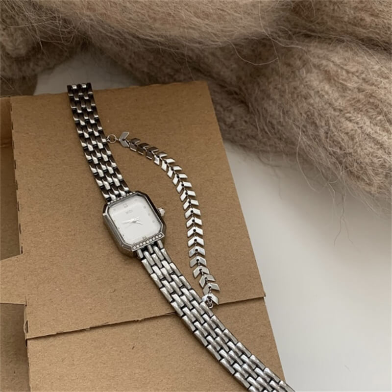 Vintage Style Gold/Silver Rectangle Bracelet Watch