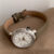 Round Face Leather Ladies Watch