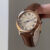 Classic Brown/Black Round Genuine Leather Women's Watch