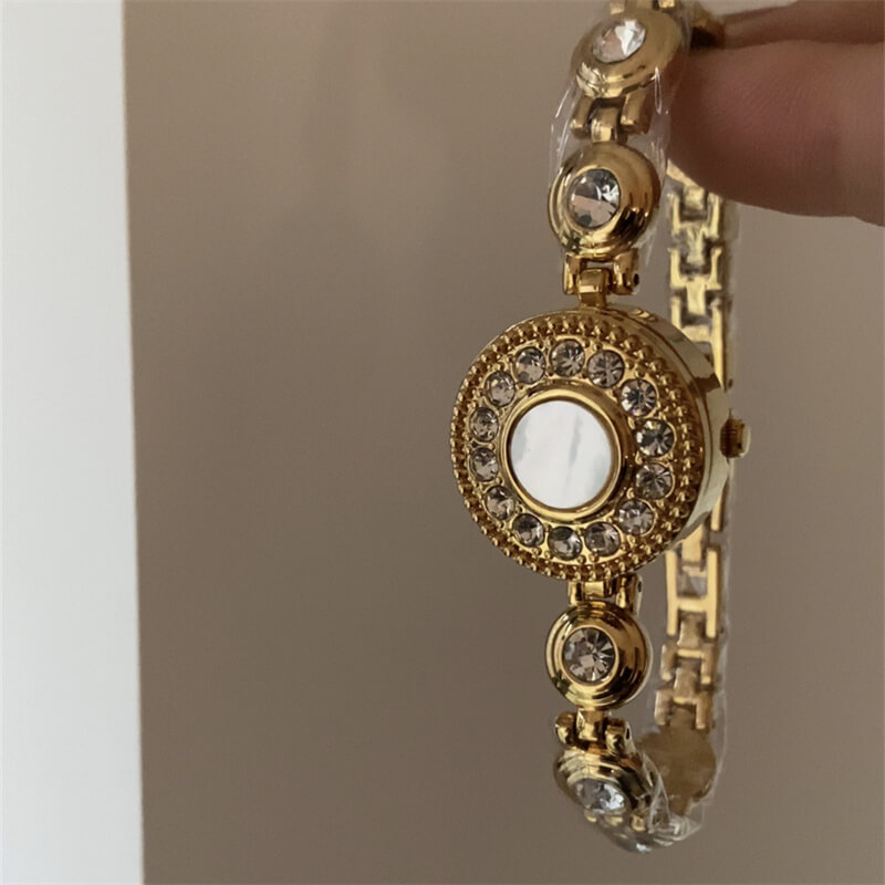 Medieval Style Gold/Silver Round Flip Bracelet Watch