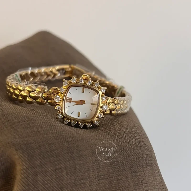SKU:0332 Gold Vintage inspired Watch zircon stones+in a gift bag stainless steel SKU:0332 Gold Vintage inspired Watch zircon stones+in a gift  main image 4