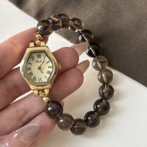 Handmade Natural Citrine Bracelet Polygon Face Watch