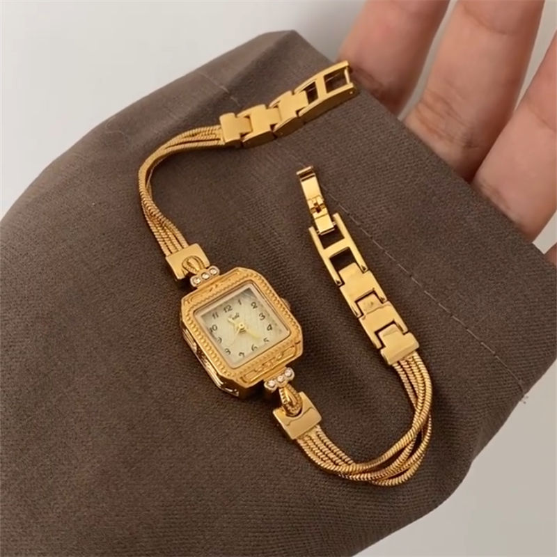 Chic Champagne Square Chain Watch for Women
