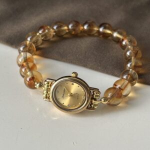 Handmade Natural Stone Yellow Crystal Bracelet Watch