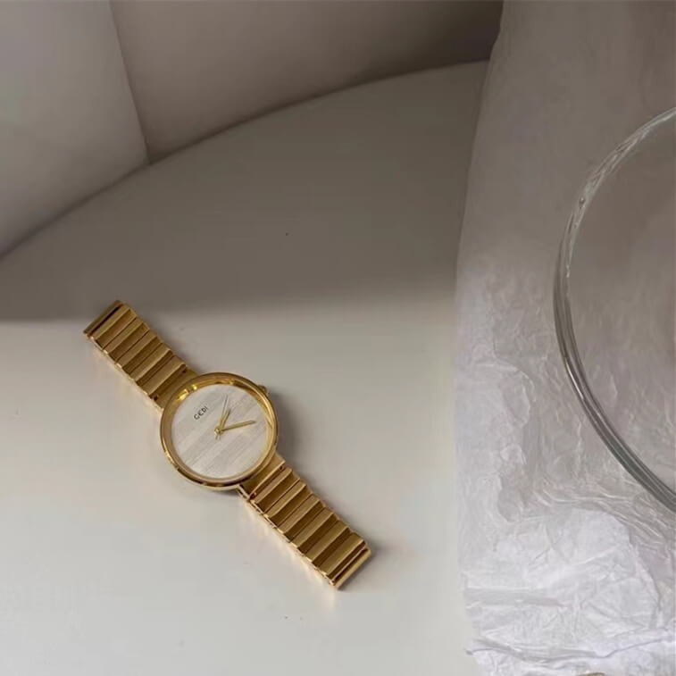 Minimalist Gold Round Face Watch for Women