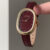 Vintage Style Red Brown Oval Genuine Leather Watch