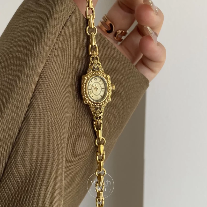 Vintage Gold Watches for Women Mother of Pearl Dial Watches
