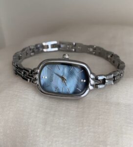Dainty Silver-Blue Mother of Pearl Bracelet Ladies Watch