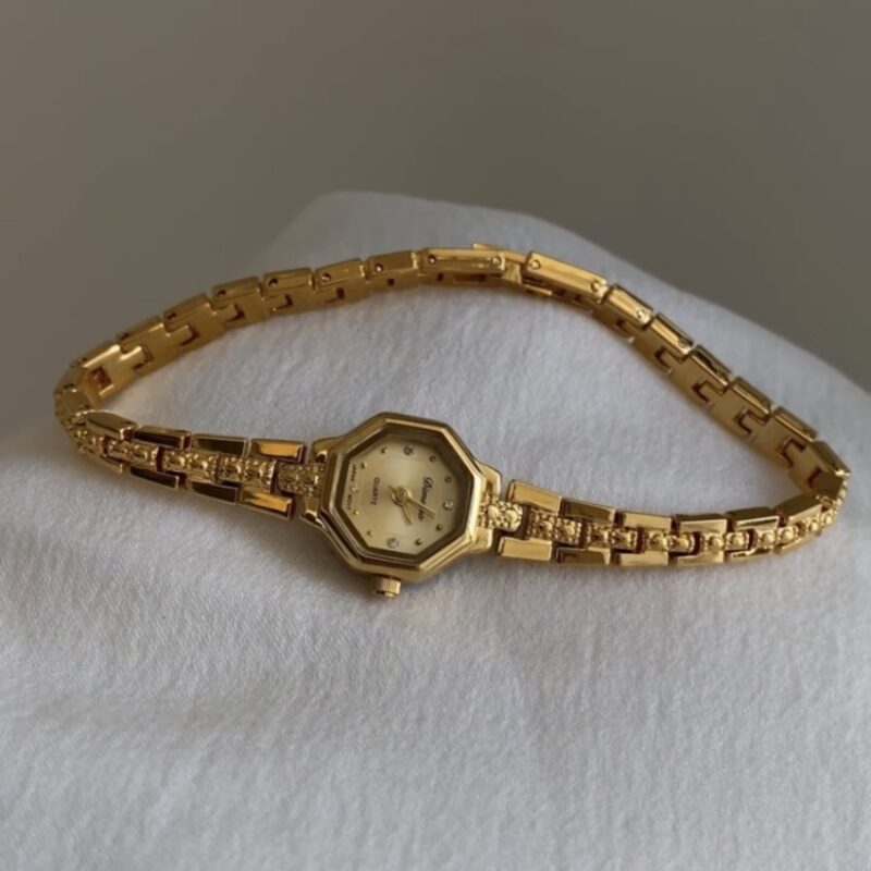 Vintage Style Gold Small Octagon Face Women's Watch