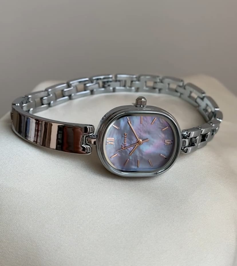 Chic Purple Mother of Pearl Face Bracelet Watch