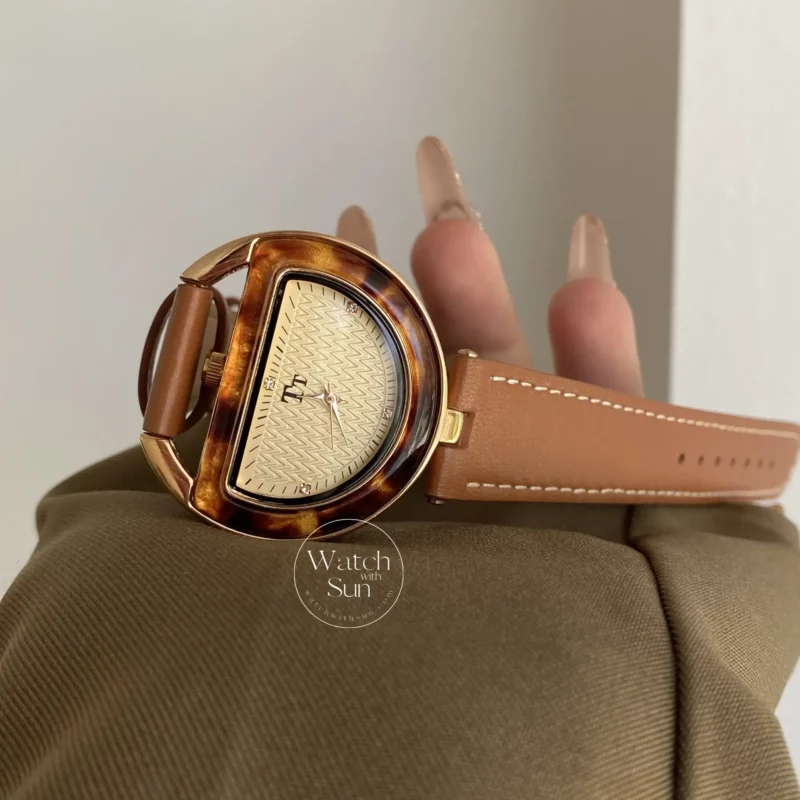 Chic Style Red/Brown Genuine Leather Women's Watches