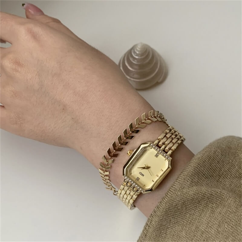 Vintage Style Gold/Silver Rectangle Bracelet Watch