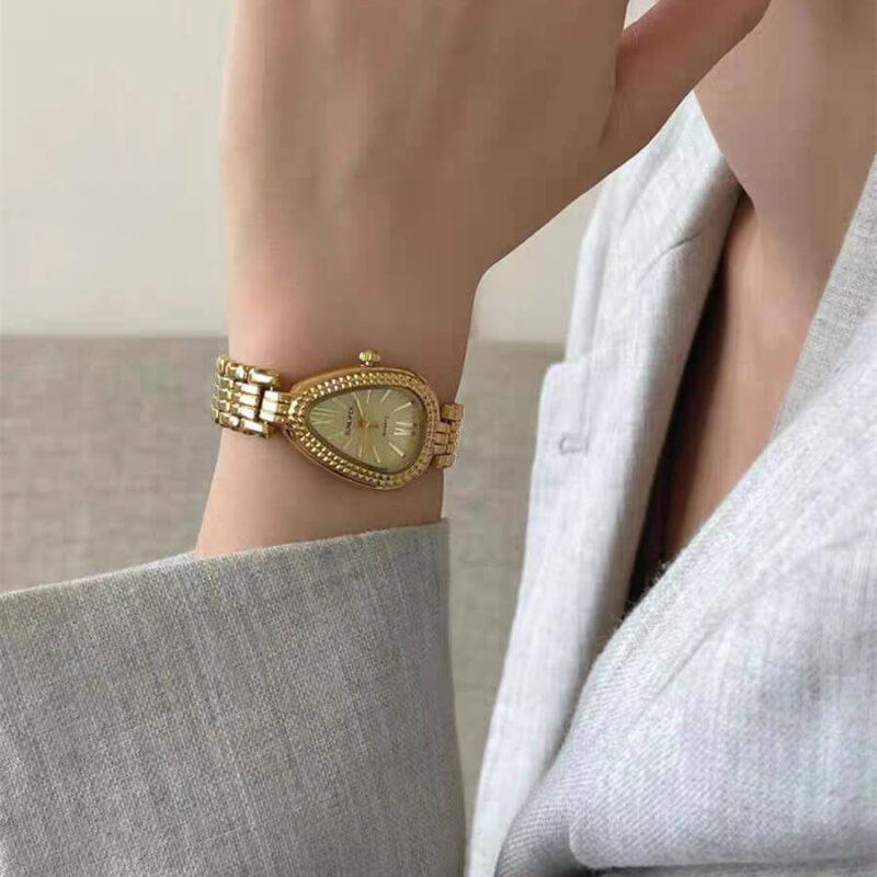 Vintage Style Gold/Silver Snake Head Shape Stainless Steel Watch