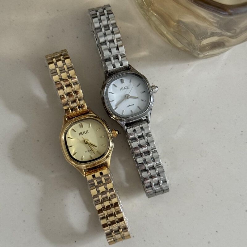 Classic Style Gold/Silver Square Face Watch for Women