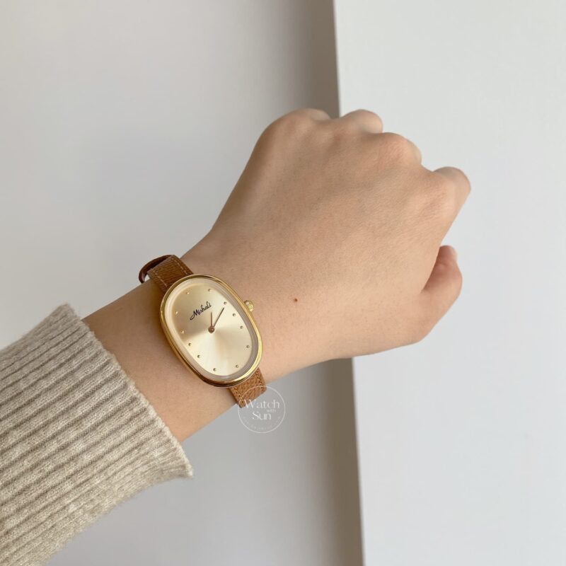 Minimalist Style Orange/Black Black Leather Watch