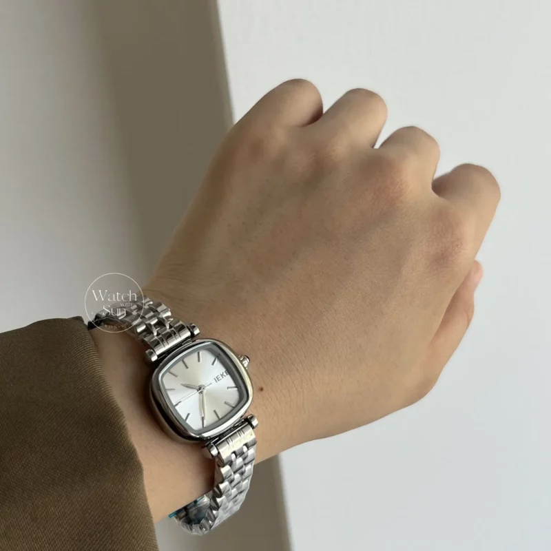 Dainty Silver Square Bracelet Ladies Stainless Steel Watch