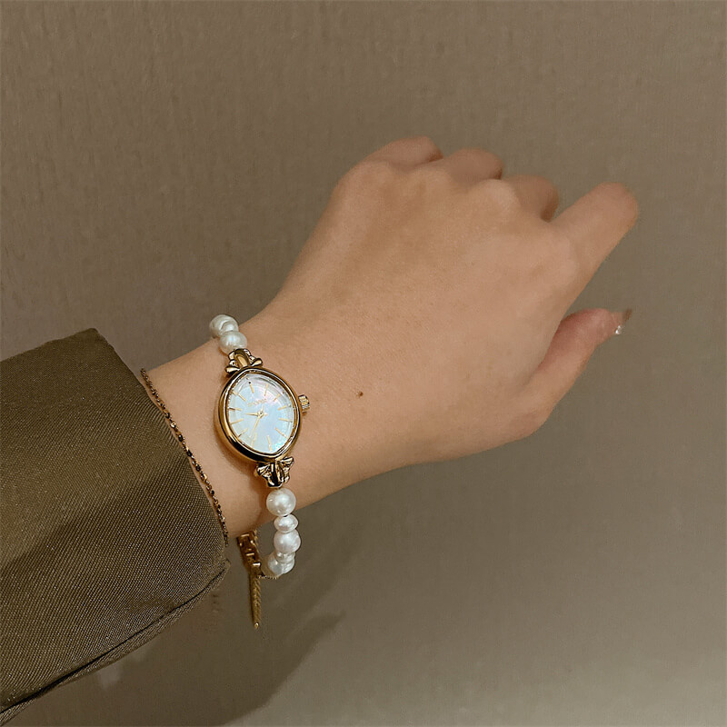 Vintage Small Oval Freshwater Pearl Bracelet Watch