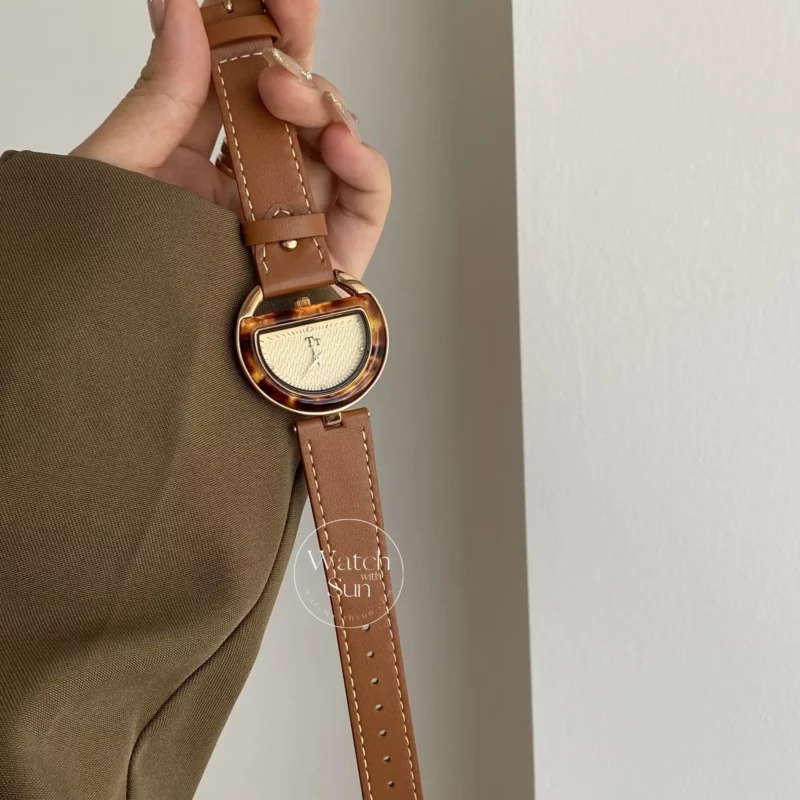 Chic Style Red/Brown Genuine Leather Women's Watches