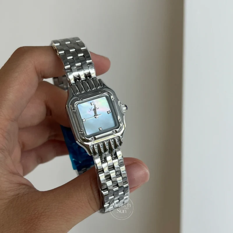 Vintage Square Mother of Pearl Dial Watch, 30m Water Resistant, Stainless Steel Amazon.com: Fashion Square Ladies Watches Mother-of-Pearl  main image 2