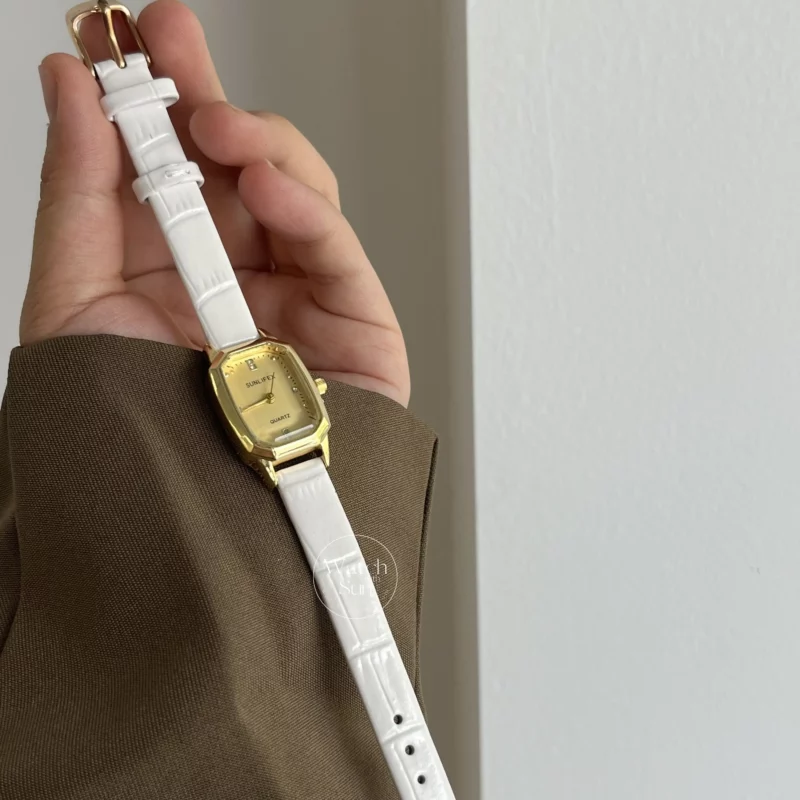 Dainty Gold Ladies Leather Strap Watches for Women