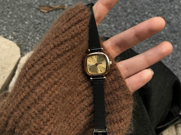 Black Steel Strap Square Women's Watch