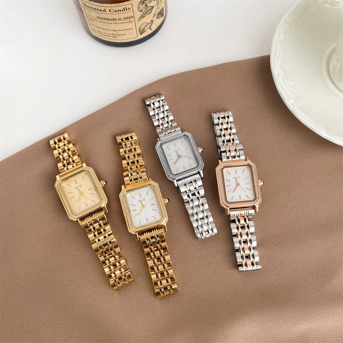 Vintage Style Square Face Gold/Silver Bracelet Watch