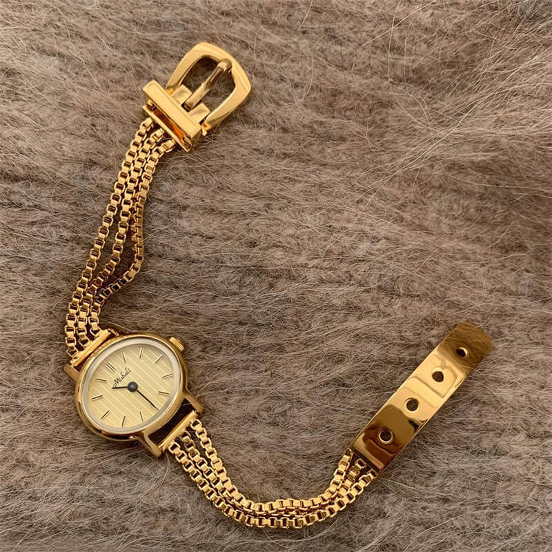 Oval Face Dainty Gold Bracelet Watch