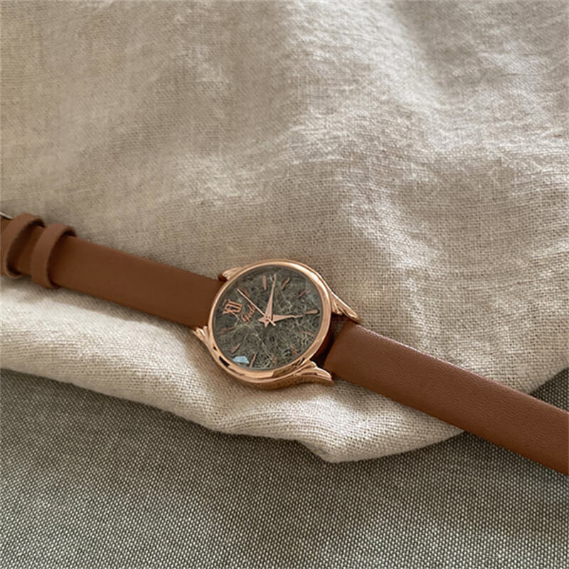Vintage Style Brown/Blue Round Ladies Watch