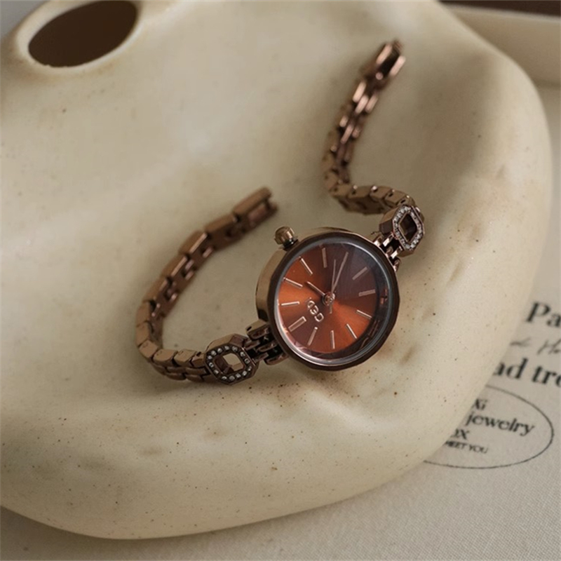 Classic Brown Round Stainless Steel Bracelet Watch