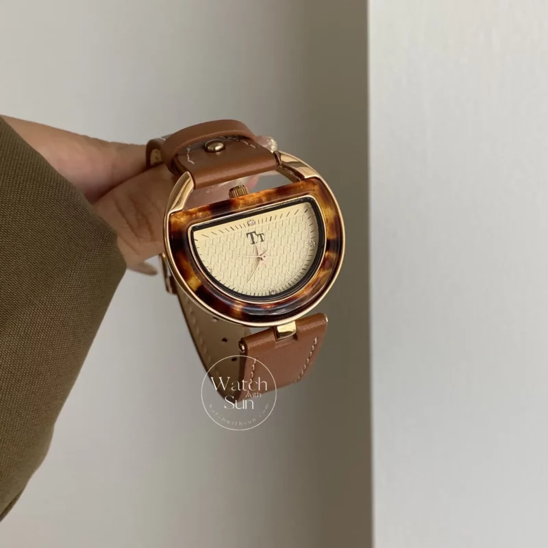 Chic Style Red/Brown Genuine Leather Women's Watches