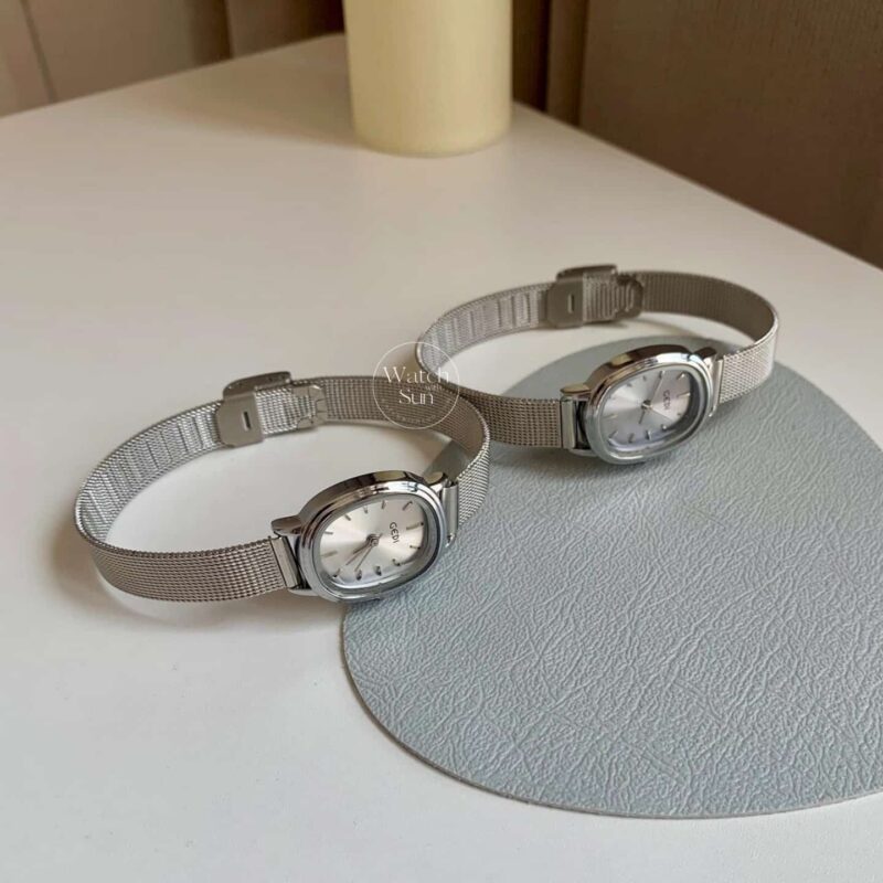 Vintage Style Silver Oval Women's Stainless Steel Watch
