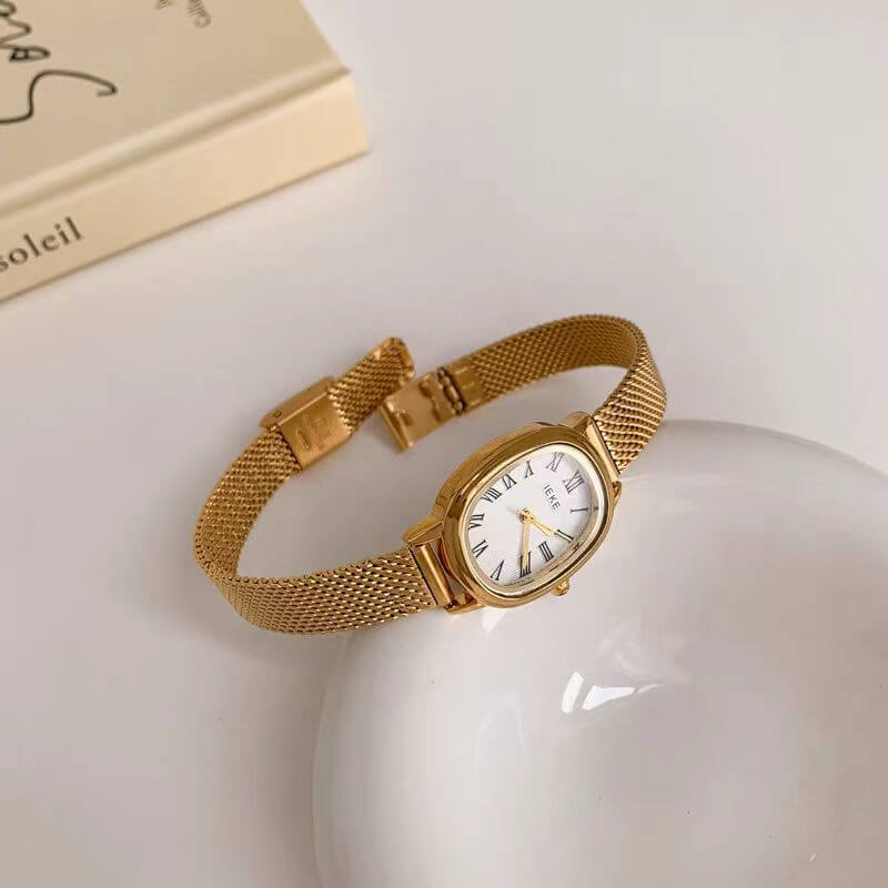 Dainty Silver/Gold/Rose Gold Oval Stainless Steel Watch