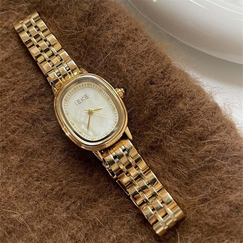 Classic Gold/Silver Oval Stainless Steel Bracelet Watch
