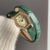 Vintage Small Face Black/Green Leather Ladies Watch