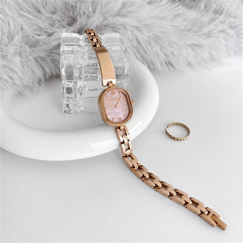 Oval Face Gold Bracelet Watch