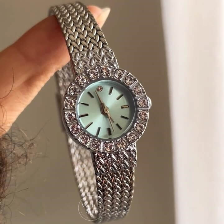 Dainty Blue Round Face Gold/Silver Bracelet Watch