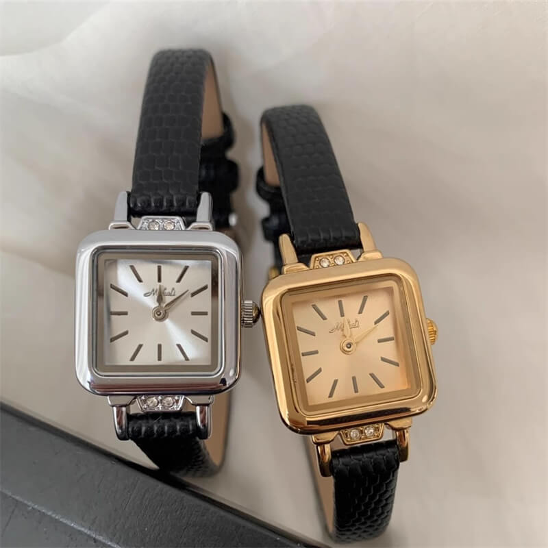 Classic Gold/Silver Square Small Dial Watch for Women