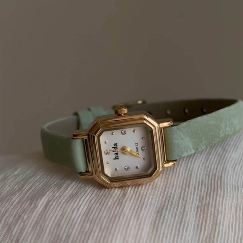 Sage Green Small Face Leather Watch