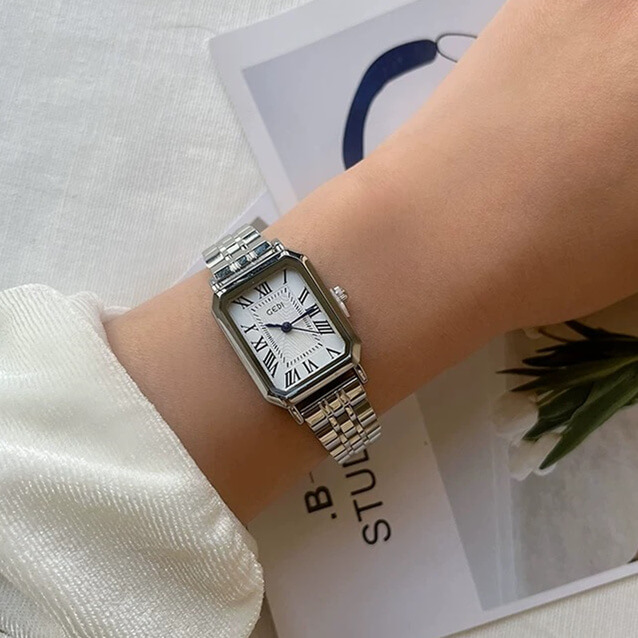 Dainty Champagne Gold Square Bracelet Ladies Watch