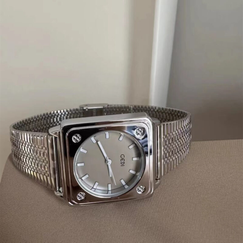 Vintage Style Silver Square Stainless Steel Watch