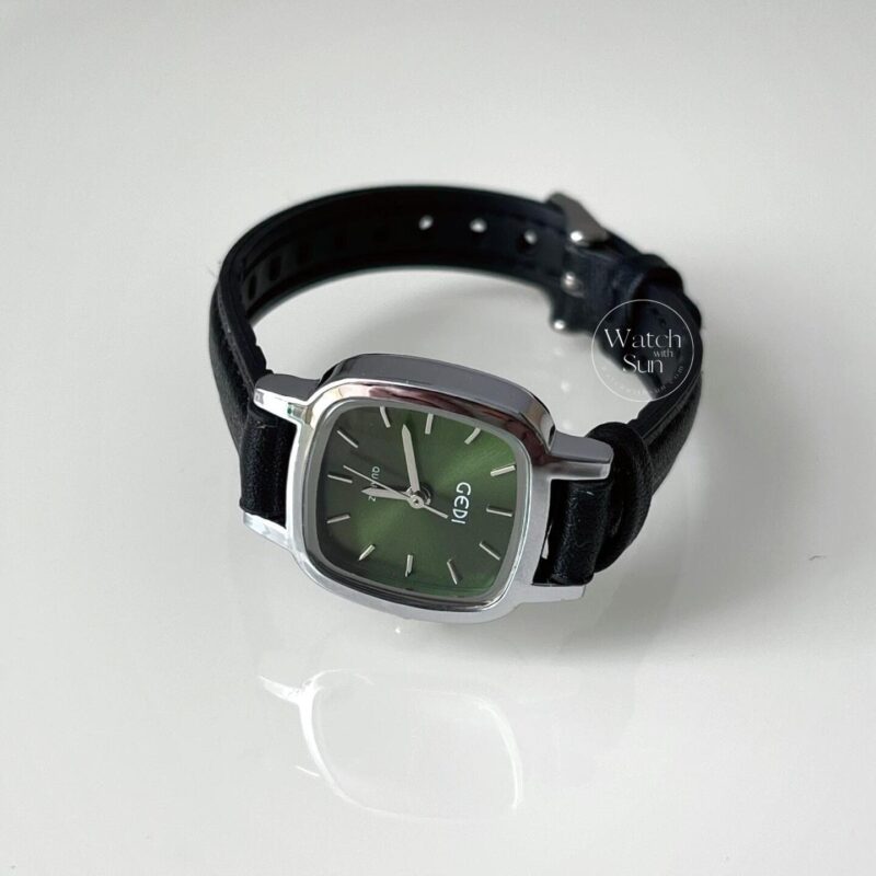 Classic Black/Brown/Silver Square Leather Watch