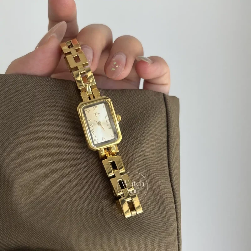 Square Face Classic Gold Watch for Women